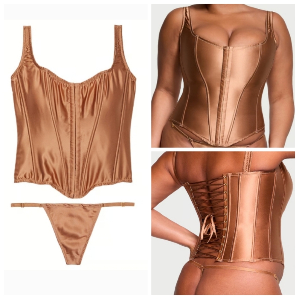 Victoria Secret Very Sexy The Classic Silk Corset Set Size XL